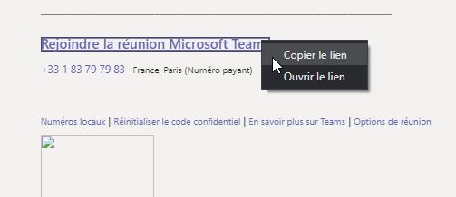 Copier le lien de réunion Microsoft Teams depuis Microsoft Teams.